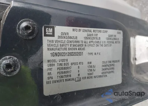 2008 Chevrolet Uplander Ls из США, поврежденный, VIN 1GNDV23128D202031